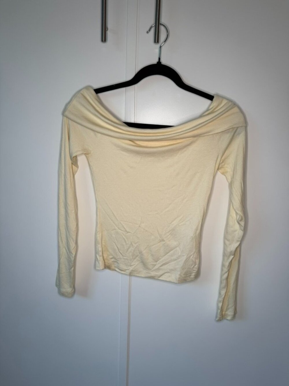 Olivaceous cream off the shoulder top